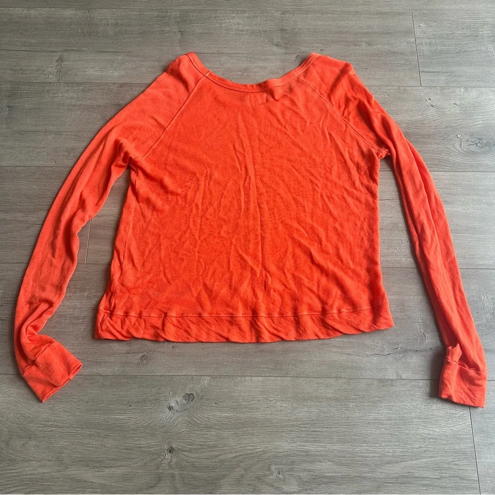Sundry orange/navy/tan heart long sleeve top - size 1 (size 4-6/small)
